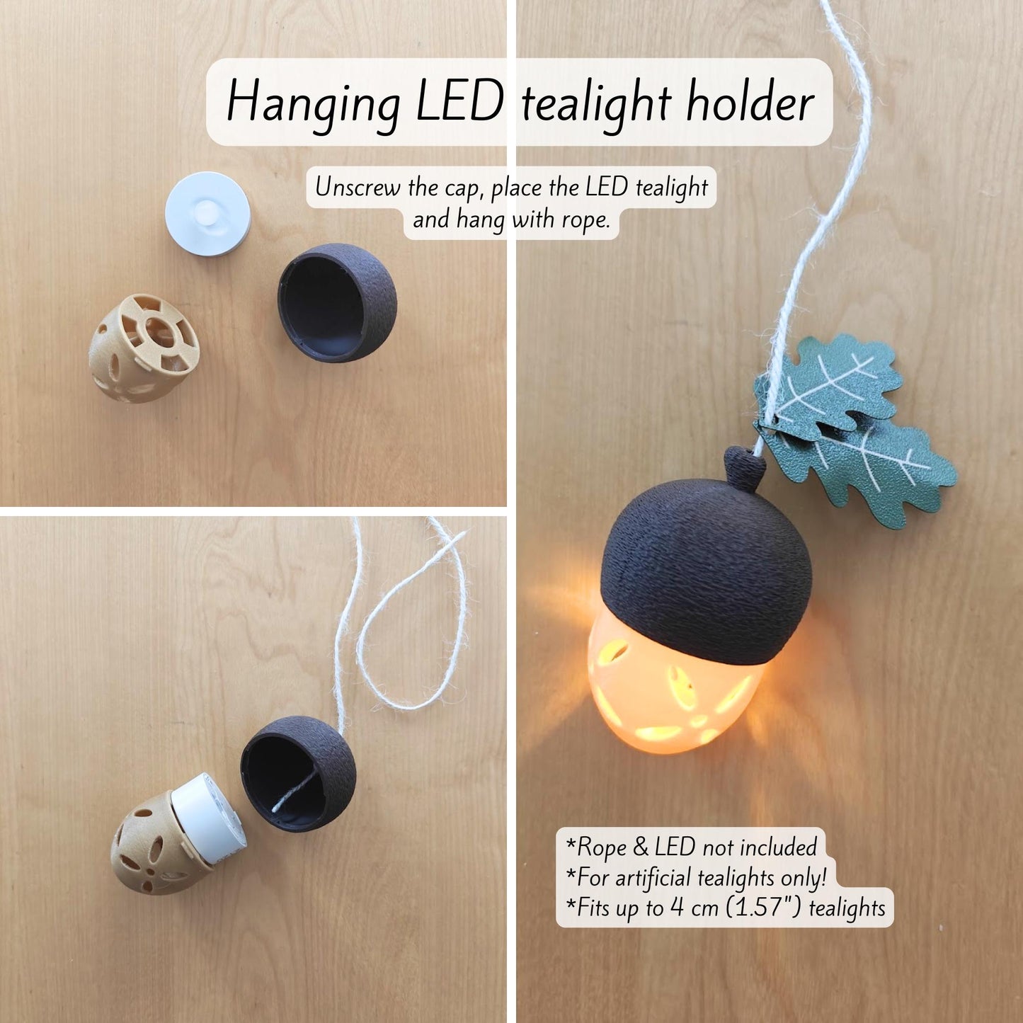 Hanging LED tealight holder