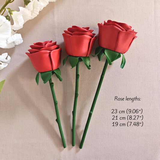 Everlasting Red Roses with Vase, Faux Floral Arrangement, Valentine’s Gift, 3d Printed Home Decor