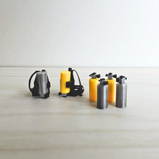 Miniature SCBA Gear 1/64 Scale, Firefighter Air Pack & Bottles, Mini Diorama Accessory, Rescue Model Scenes, 3D print