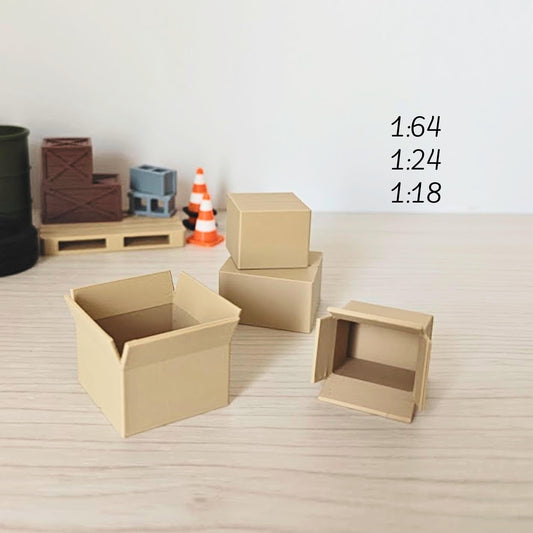 Miniature Boxes, Set of 4, 1/24 and 1/18 Scale