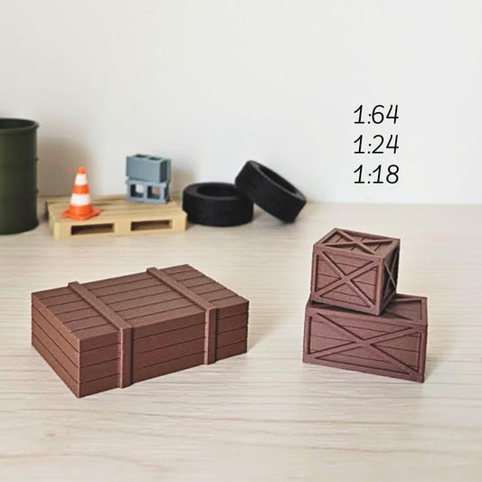 Miniature Crates, Set of 3, 1/64, 1/24, 1/18 Scale