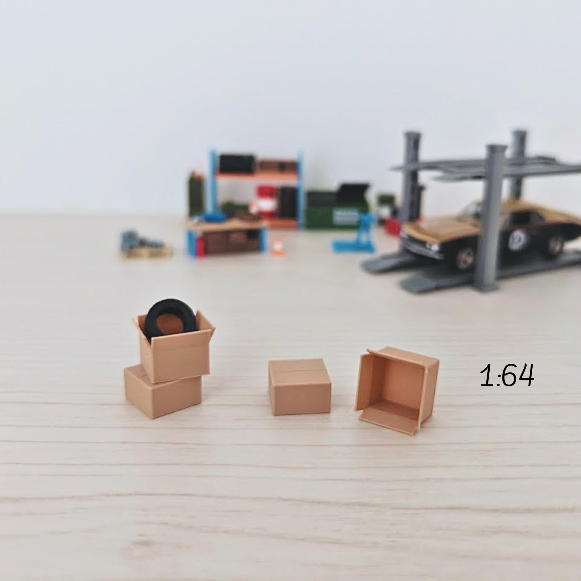 Miniature Boxes, Set of 4, 1/24 and 1/18 Scale