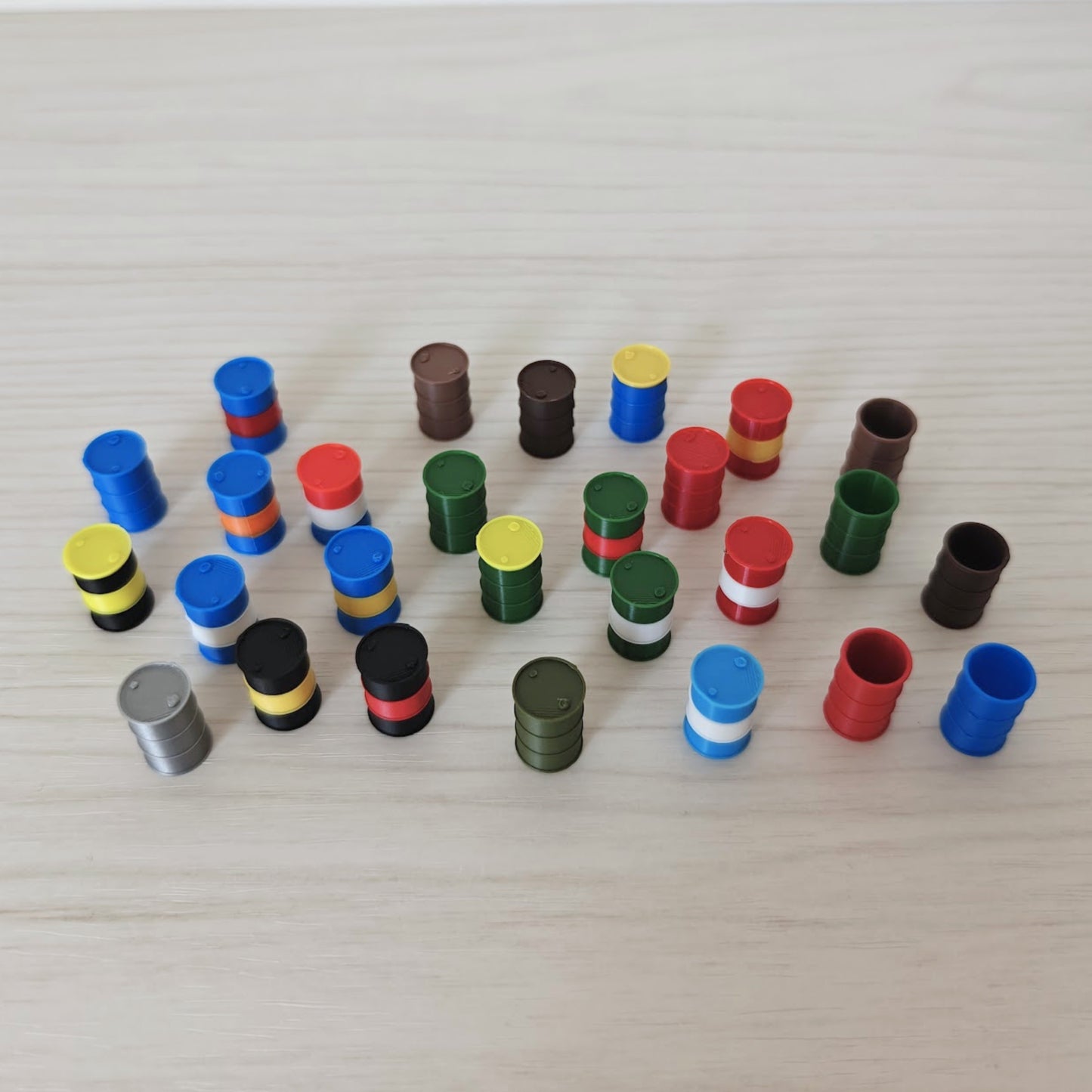 Miniature Oil Drums 5 pcs set, 1/64, 1/24, 1/18 Scale