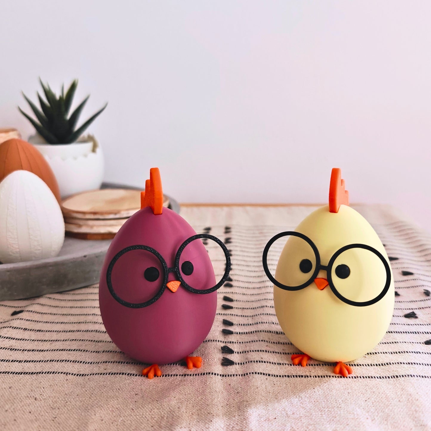 Chick with Glasses Easter Decor, Cute Egg shaped Decorations
