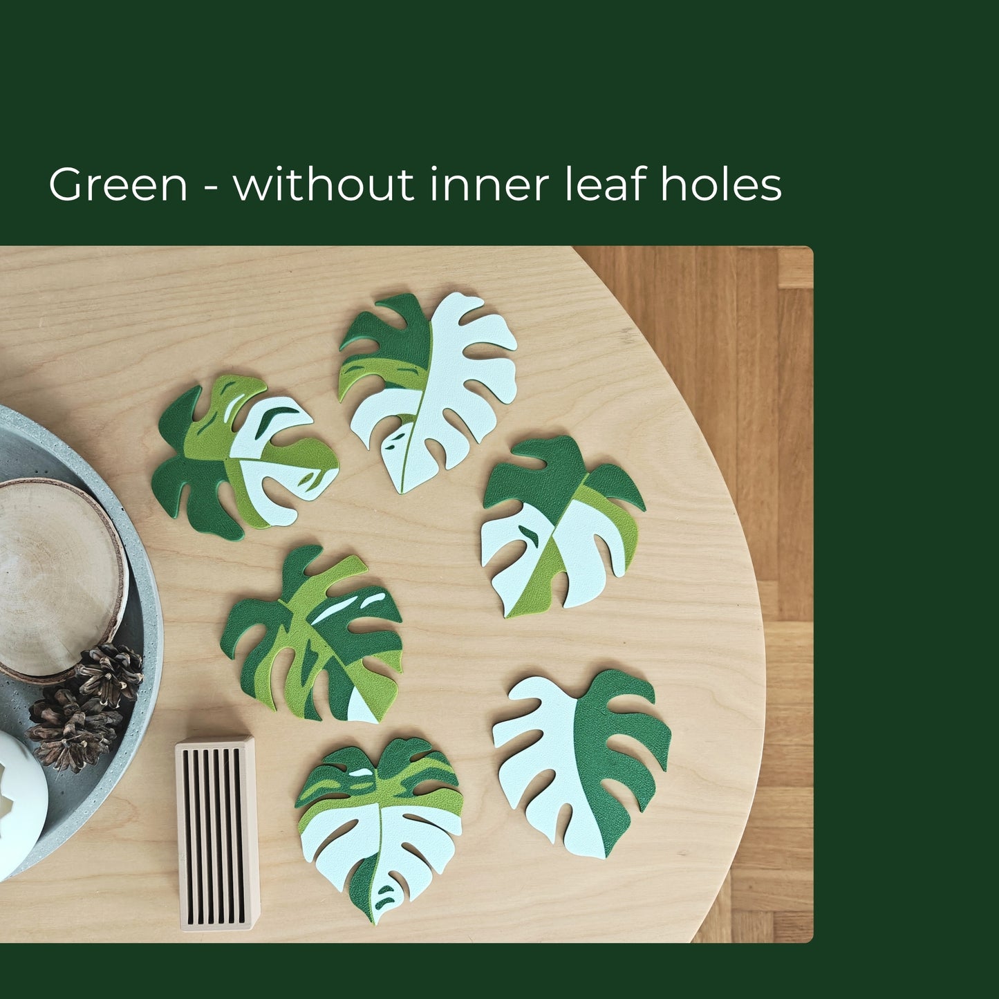 Monstera Leaf Coaster Set with Holder
