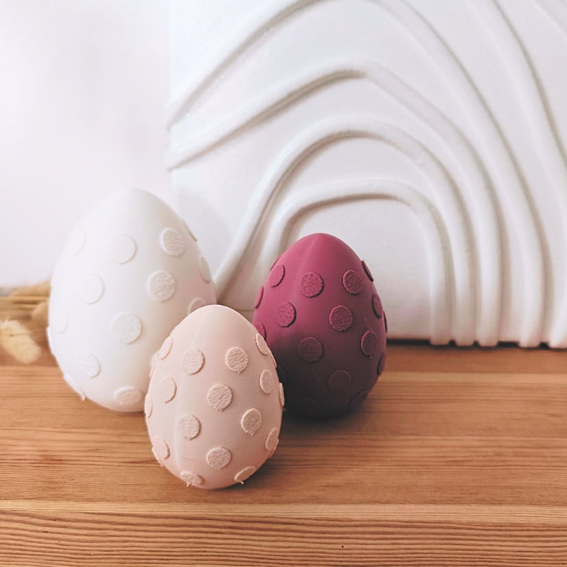 Easter Eggs with Polka Dots, Set of 3, Pastel Colors