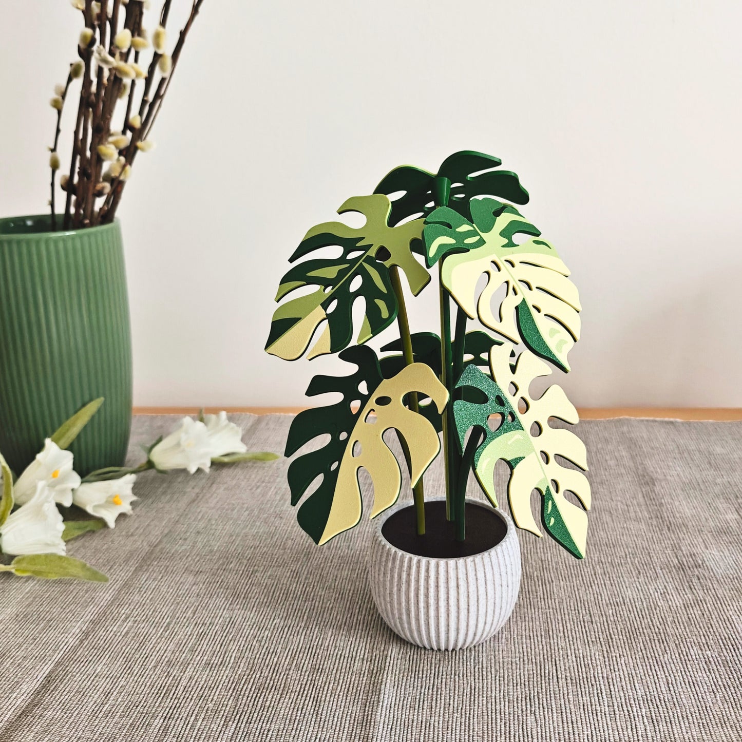 Monstera-Untersetzer-Set mit Blattlöchern