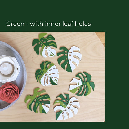 Monstera Leaf Coaster Set with Holder