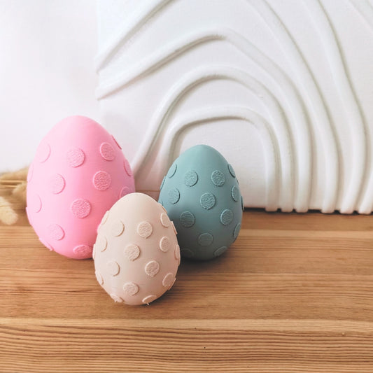 Easter Eggs with Polka Dots, Set of 3, Pastel Colors