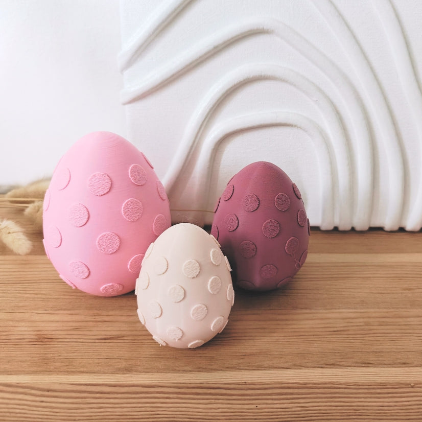 Easter Eggs with Polka Dots, Set of 3, Pastel Colors