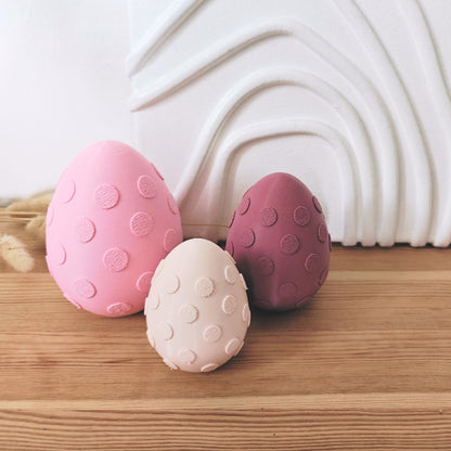 Easter Eggs with Polka Dots, Set of 3, Pastel Colors