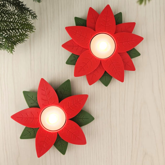 Poinsettia Tealight Holder, Christmas Decor