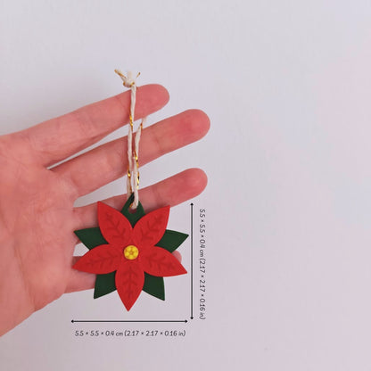 Poinsettia Plant Ornaments, Set of 5 pcs