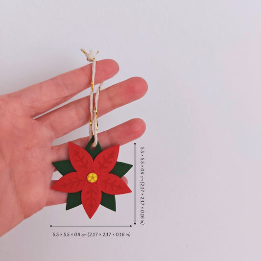 Poinsettia Plant Ornaments, Set of 5 pcs