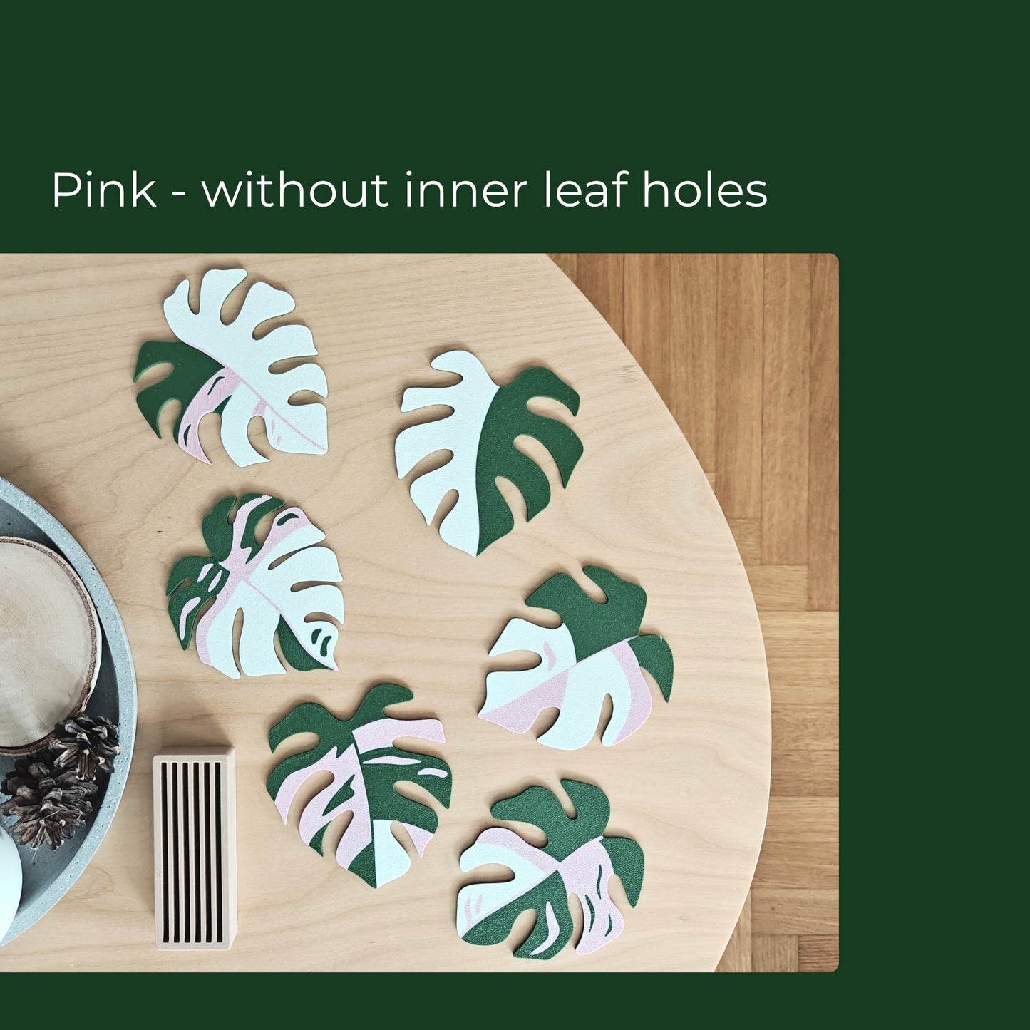 Monstera Leaf Coaster Set with Holder