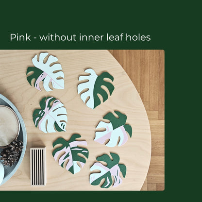 Monstera Leaf Coaster Set with Holder