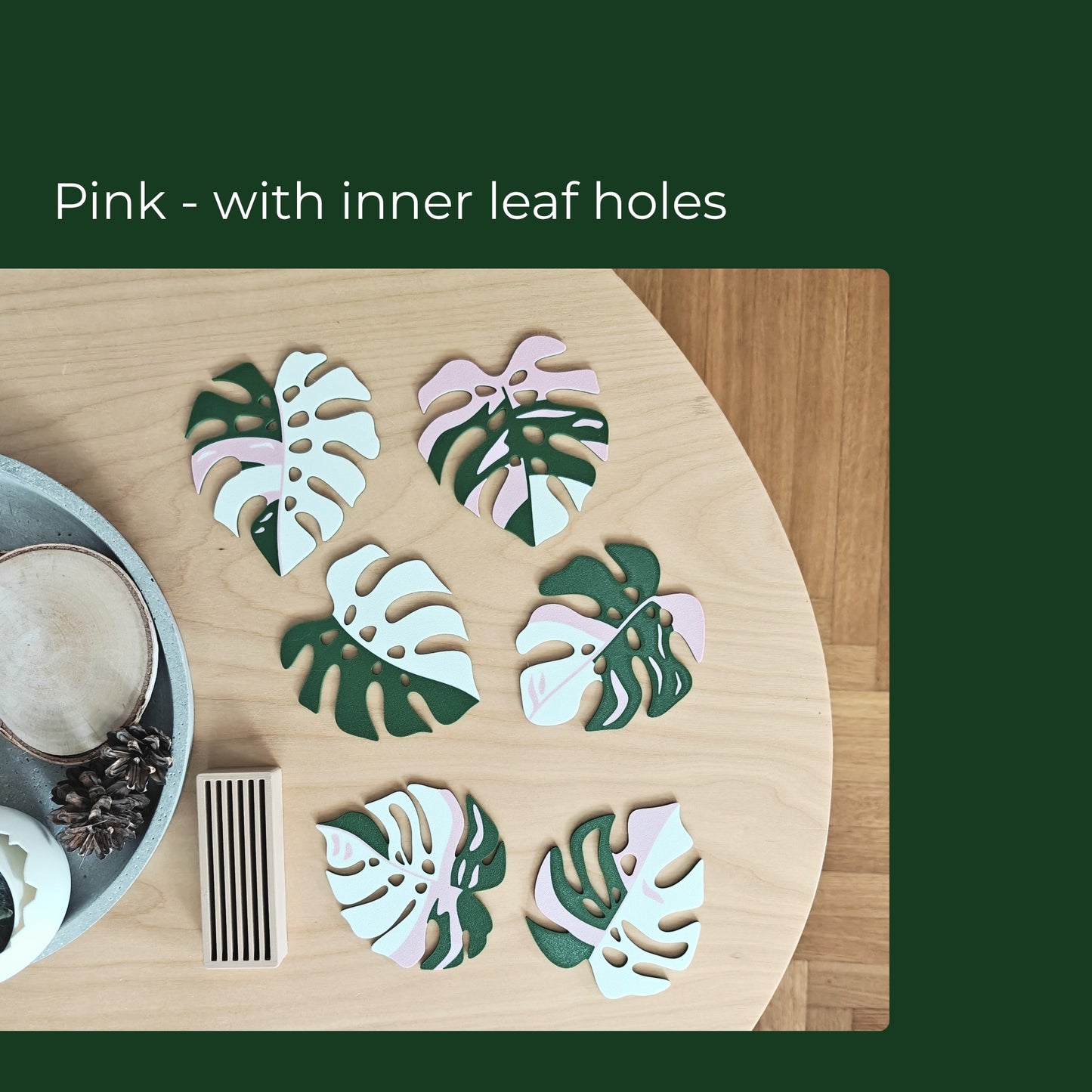 Monstera Leaf Coaster Set with Holder