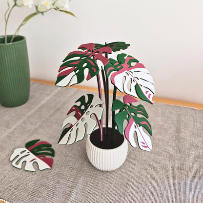 Monstera-Untersetzer-Set mit Blattlöchern