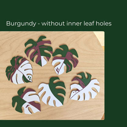 Monstera Leaf Coaster Set with Holder