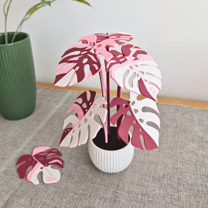 Monstera-Untersetzer-Set mit Blattlöchern