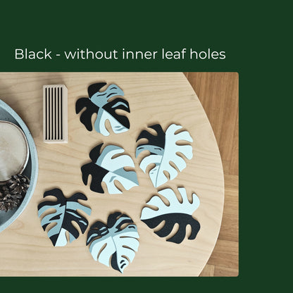 Monstera Leaf Coaster Set with Holder