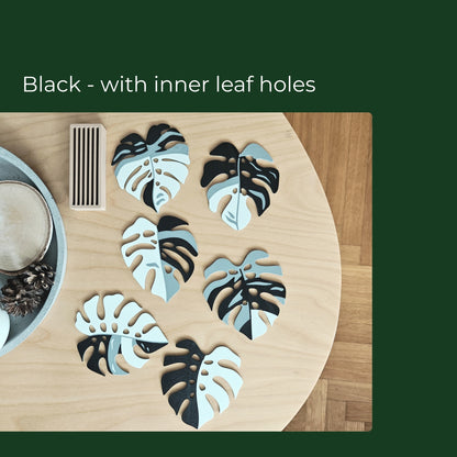 Monstera Leaf Coaster Set with Holder