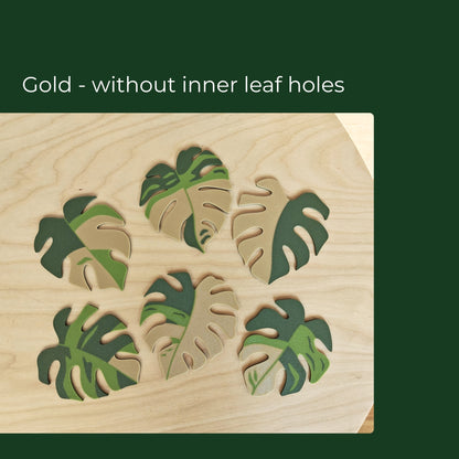 Monstera Leaf Coaster Set with Holder