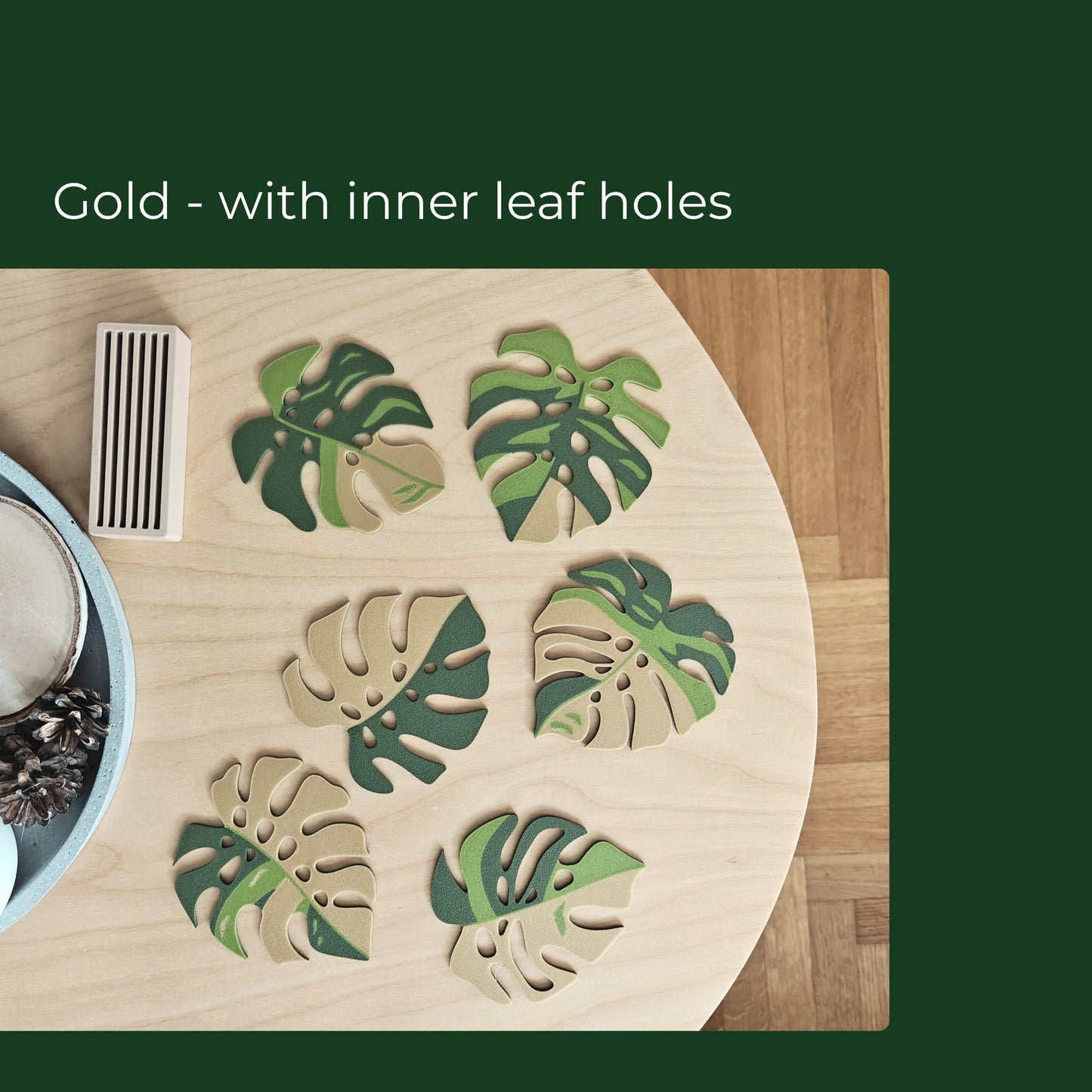Monstera Leaf Coaster Set with Holder