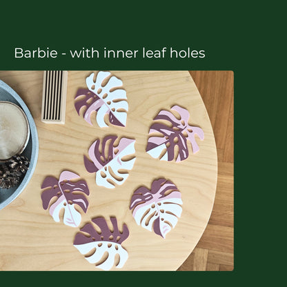 Monstera Leaf Coaster Set with Holder