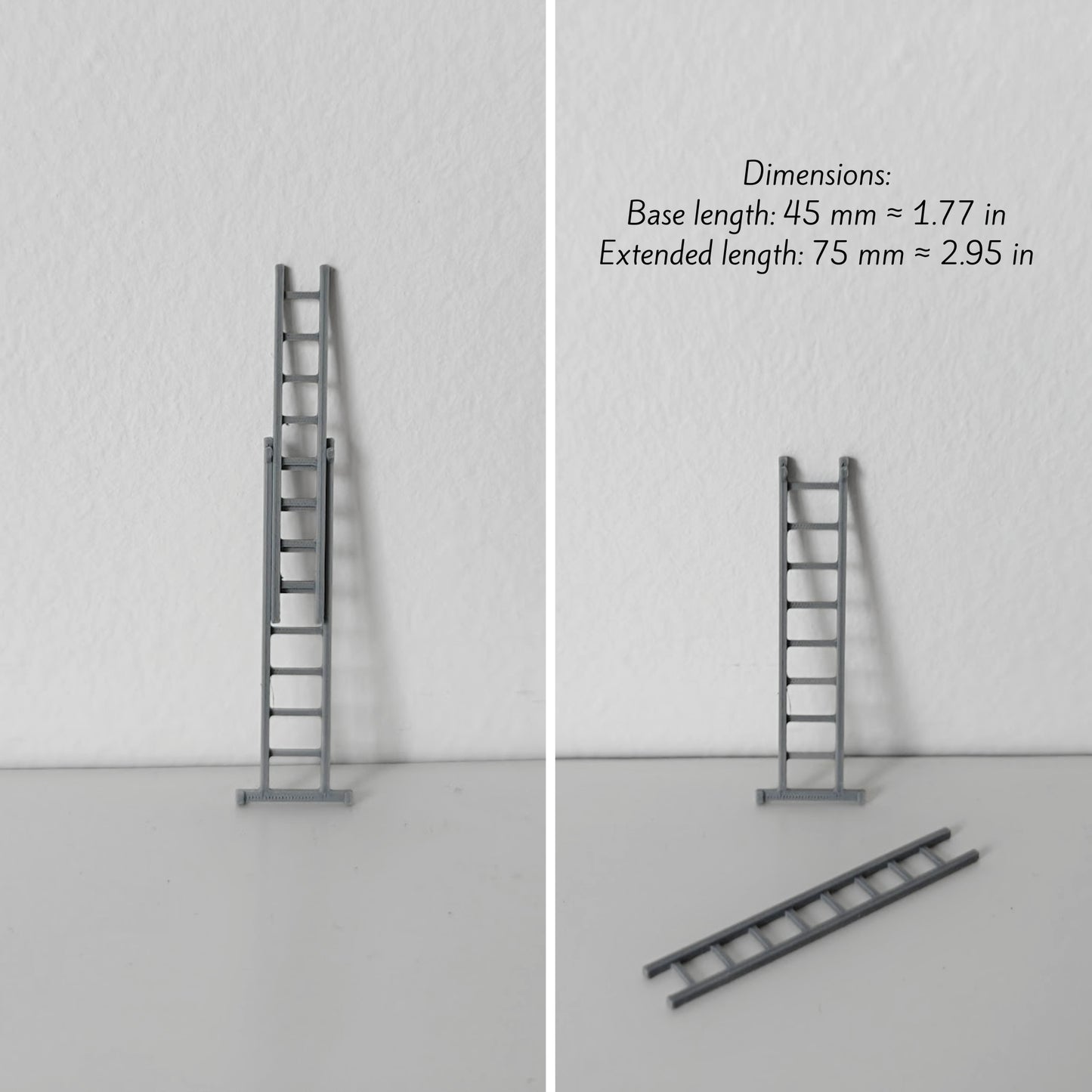 Miniature Extendable Ladder, 1/64 Scale