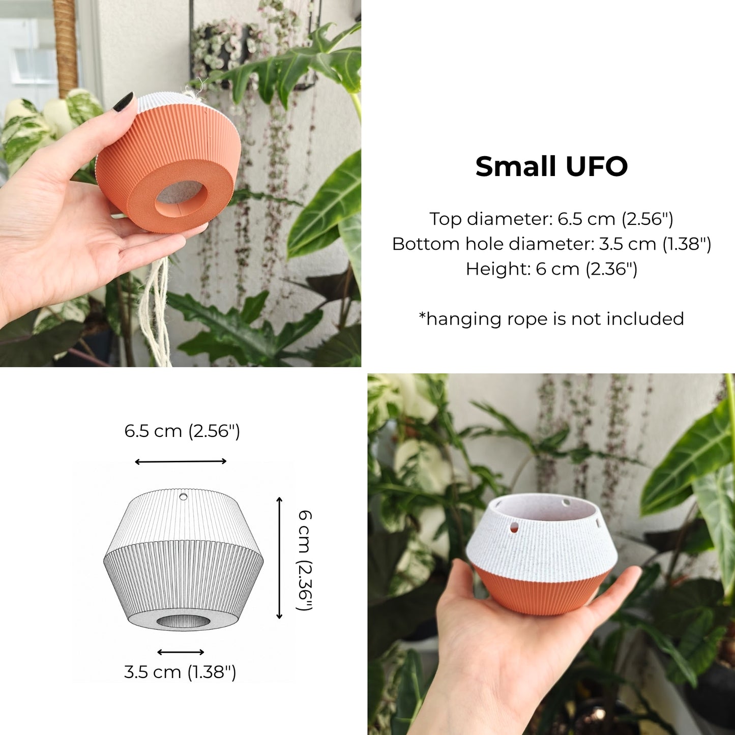 Inverted Plant Pot, Upside Down UFO Planter