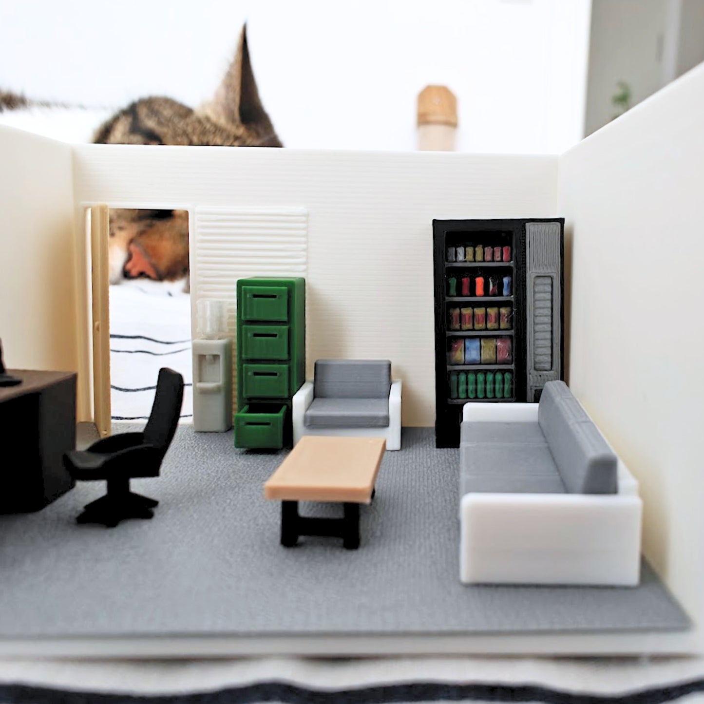 Miniature Office Furniture Set, 1/64 Scale