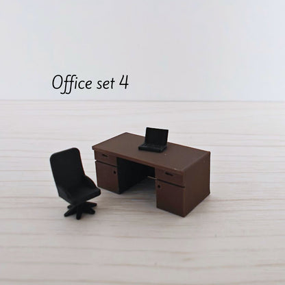 Miniature Office Furniture Set, 1/64 Scale