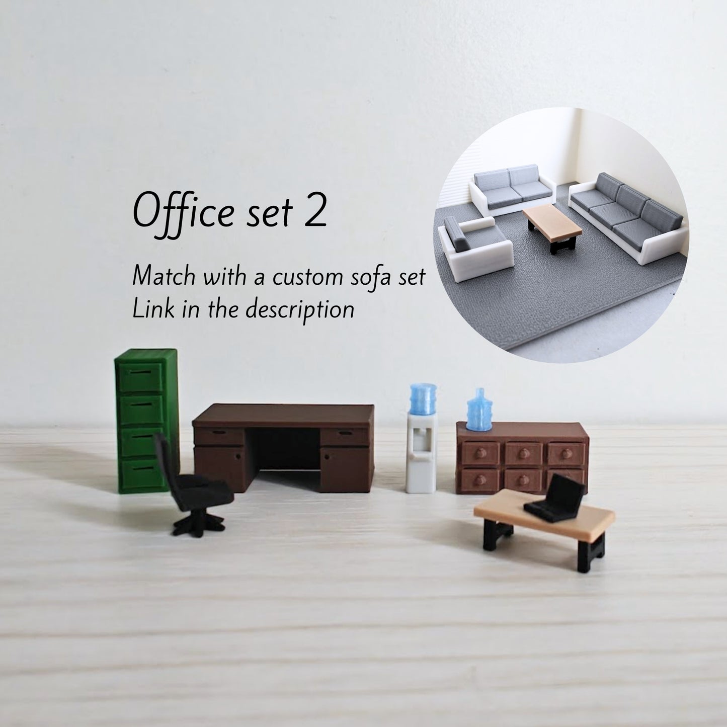Miniature Office Furniture Set, 1/64 Scale