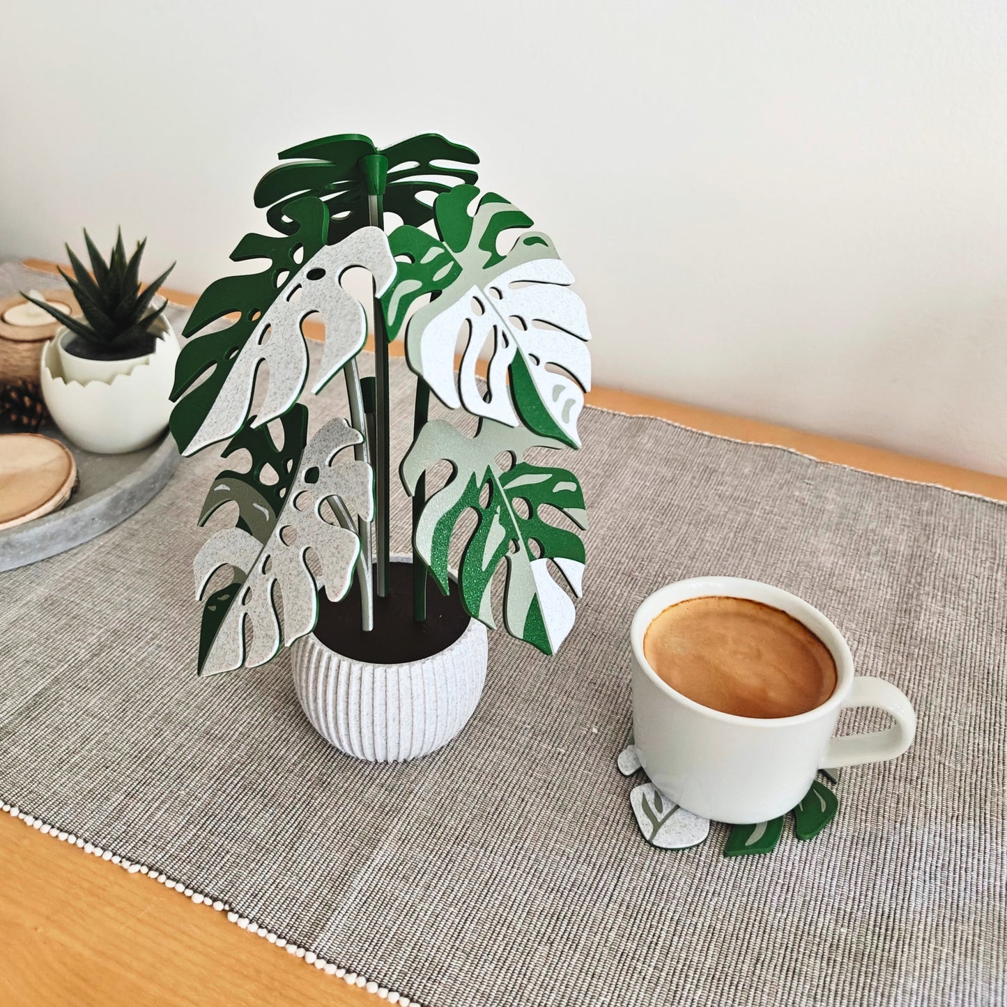 Monstera Coaster Set with Leaf Holes