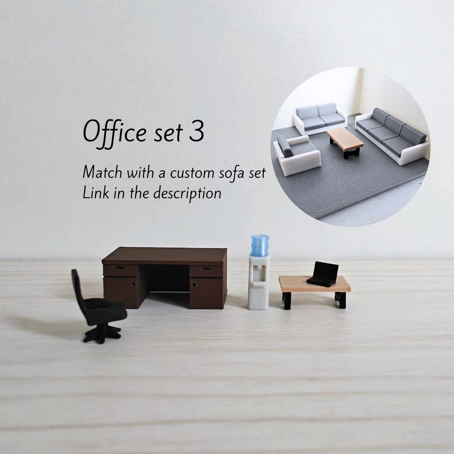 Miniature Office Furniture Set, 1/64 Scale