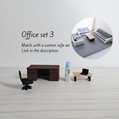 Miniature Office Furniture Set, 1/64 Scale