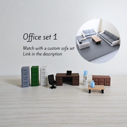 Miniature Office Furniture Set, 1/64 Scale
