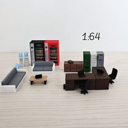 Miniature Office Furniture Set, 1/64 Scale