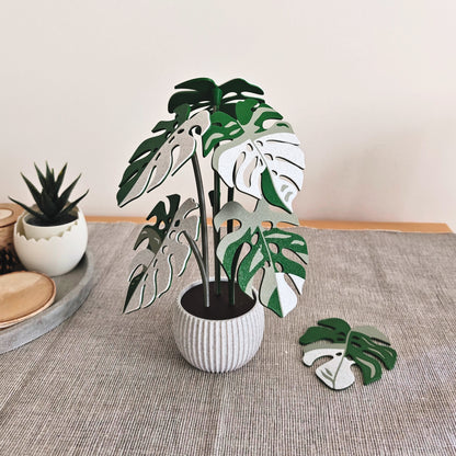 Monstera-Untersetzer-Set mit Blattlöchern