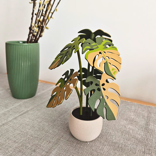 Monstera-Untersetzer-Set mit Blattlöchern