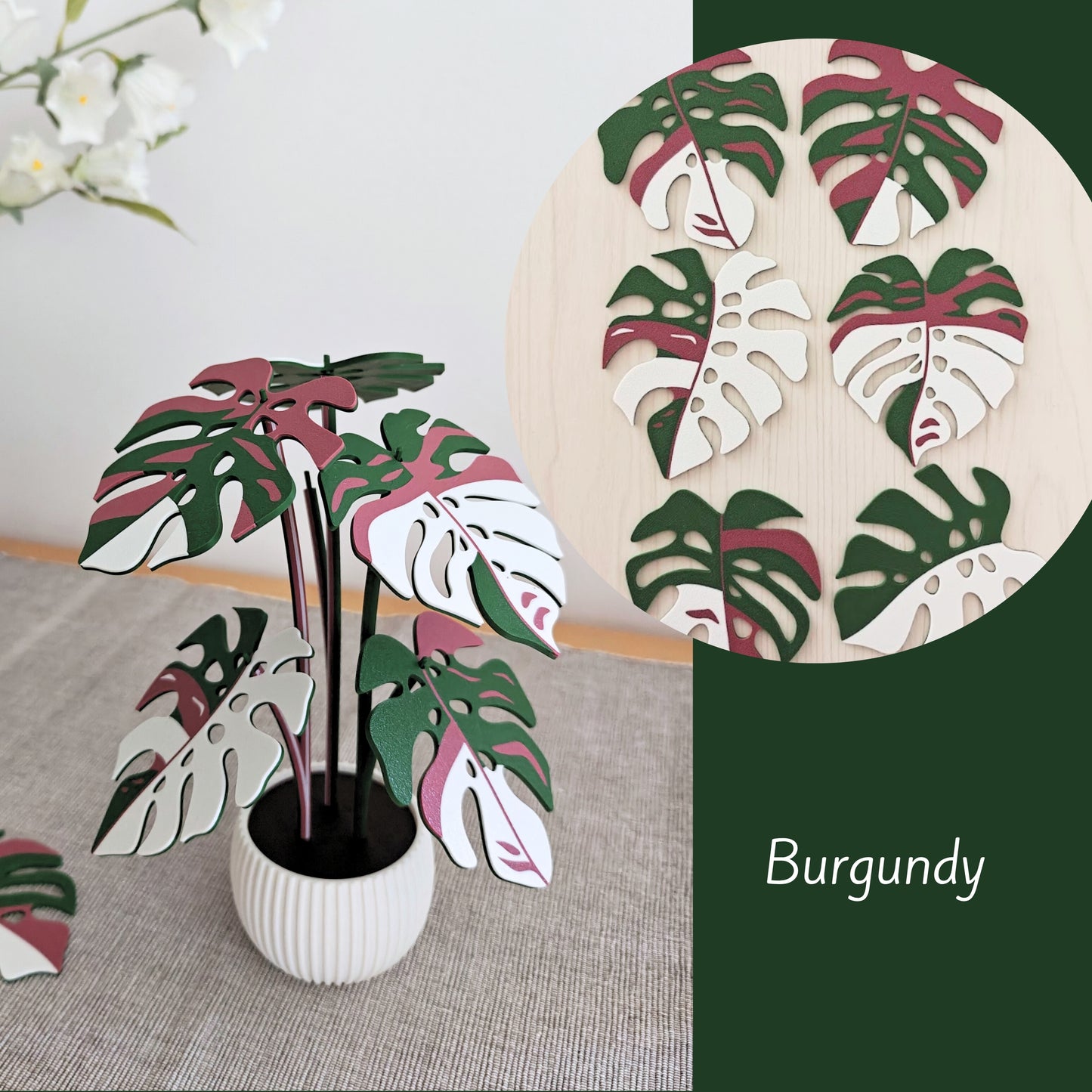 Monstera Coaster Set with Leaf Holes
