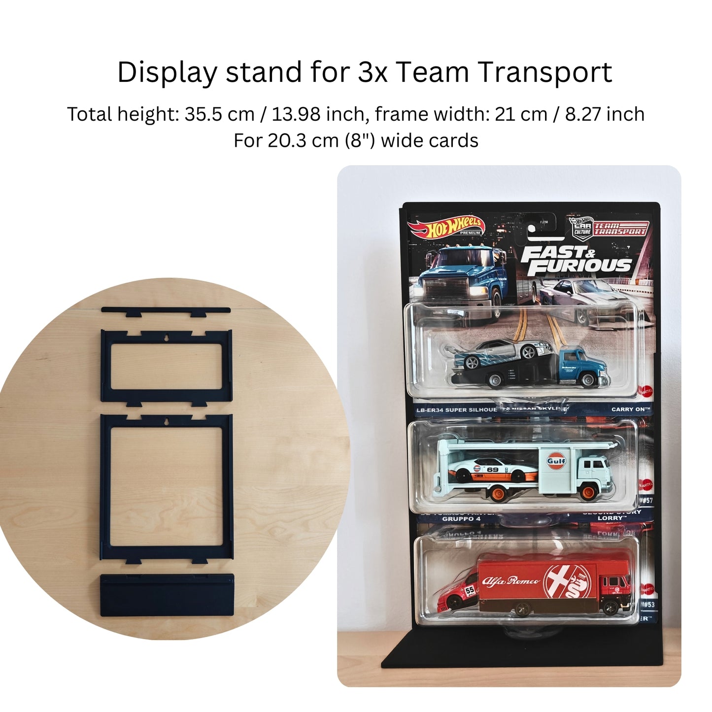 Hot Wheels Team Transport or Track Fleet Wall Mount or Stand