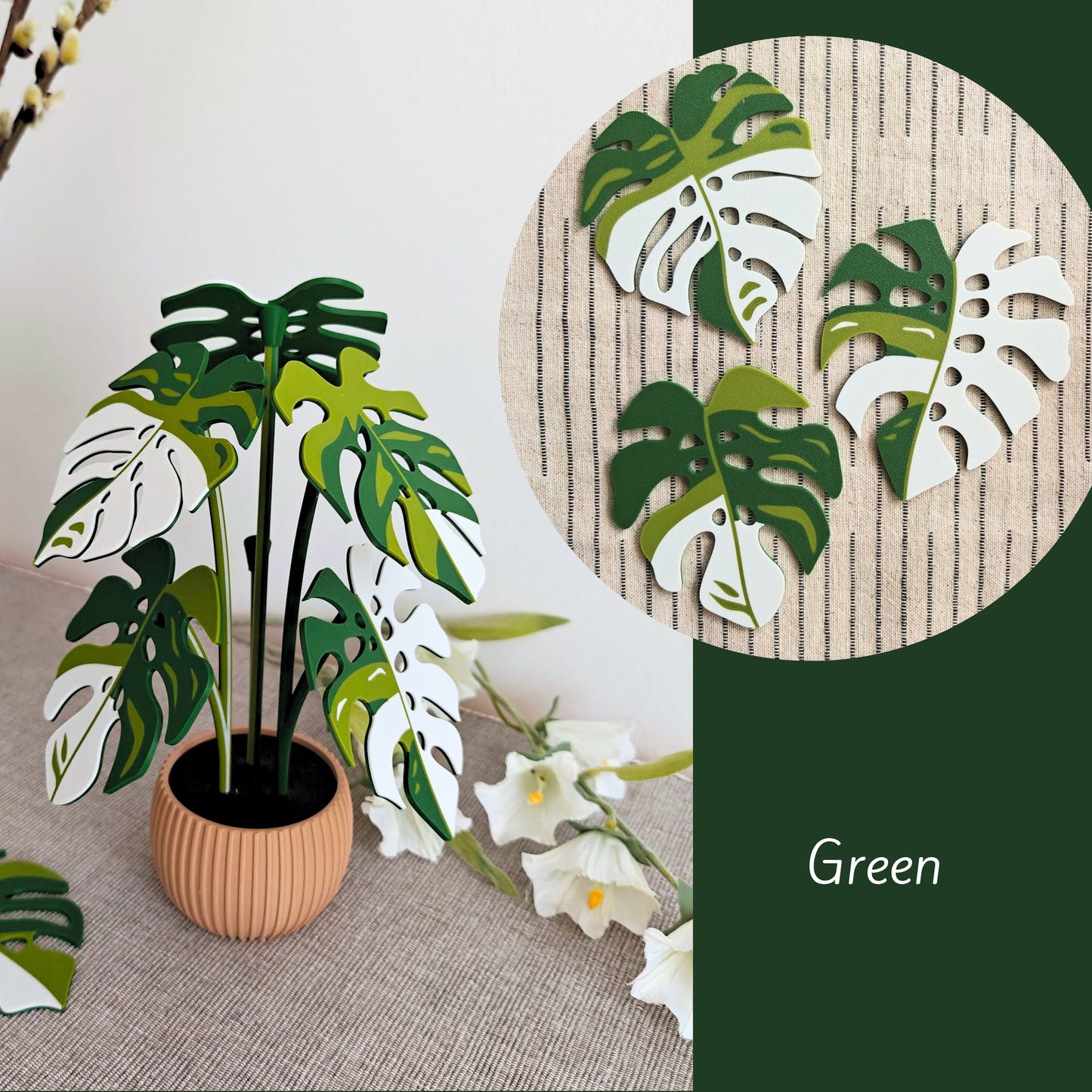 Monstera Coaster Set with Leaf Holes