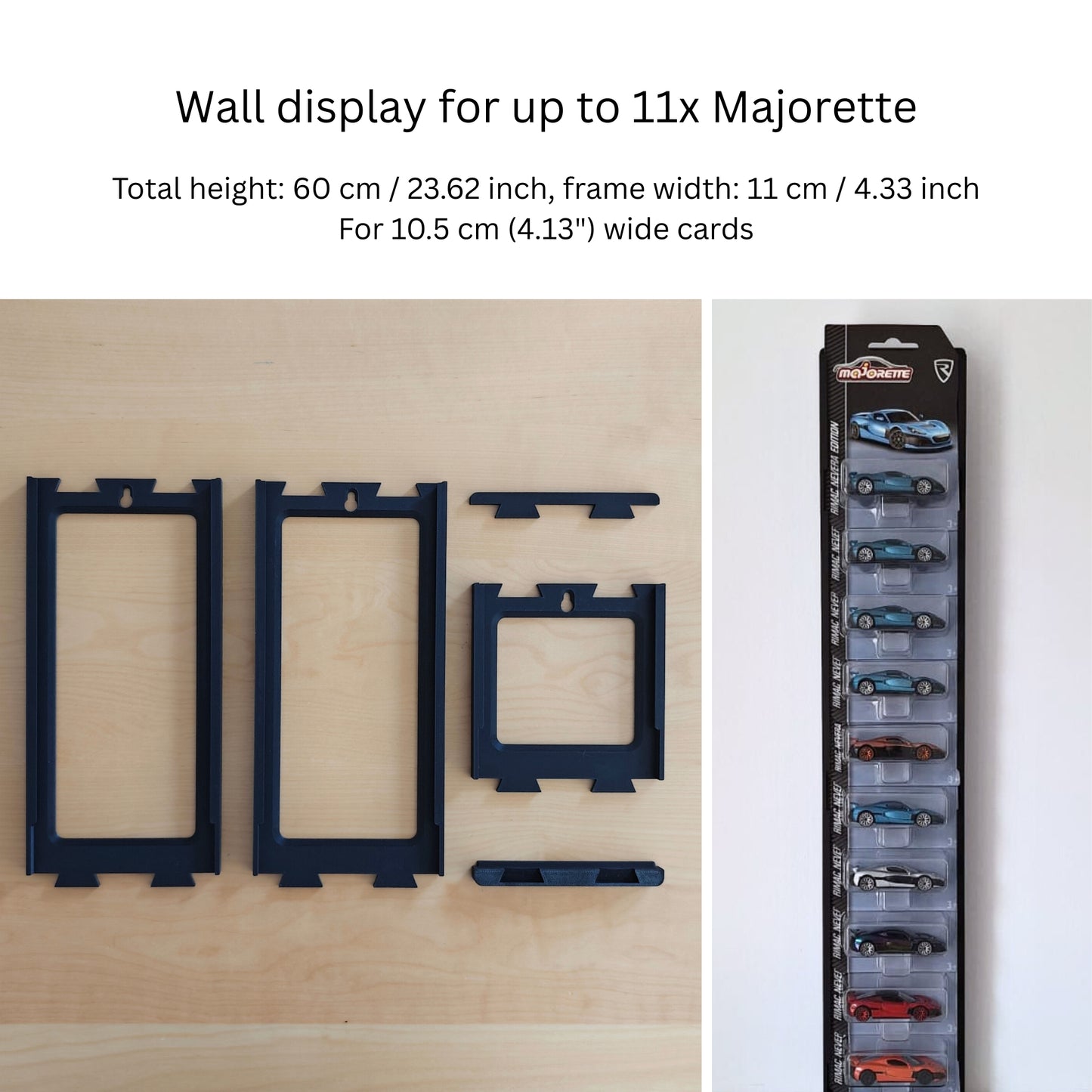 Majorette Wall Mount or Stand, Fits up to 11 Majorette Cars