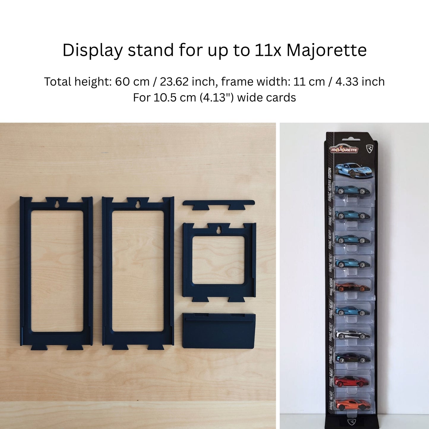 Majorette Wall Mount or Stand, Fits up to 11 Majorette Cars