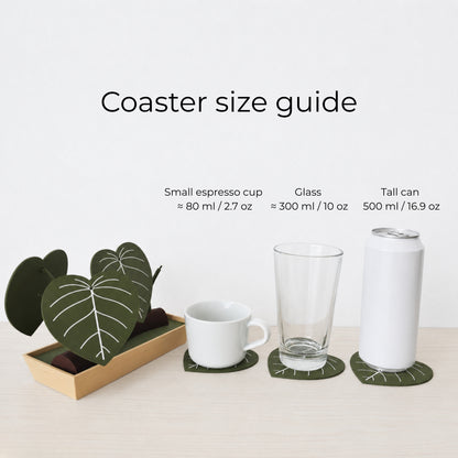 Philodendron Coaster Set with Storage Tray