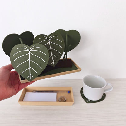 Philodendron Coaster Set with Storage Tray