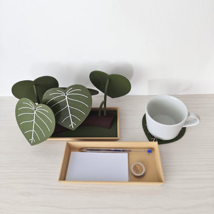 Philodendron Coaster Set with Storage Tray