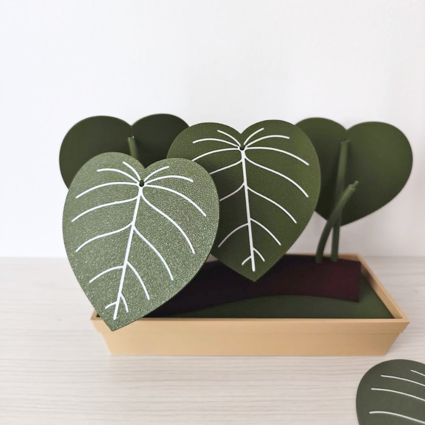 Philodendron Coaster Set with Storage Tray